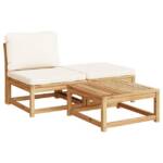 vidaXL Sofaelement 3-tlg. Garten-Lounge-Set mit Kissen Massivholz Akazie (1 St)