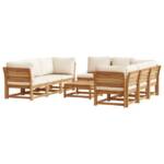 vidaXL Sofaelement 9-tlg. Garten-Lounge-Set mit Kissen Massivholz Akazie (1 St)