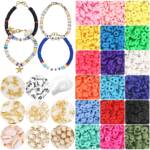 4800+ Stk. Polymer Clay Spacer Beads, 6mm Flache Runde Heishi Beads Handgemachte Bunte Perlen Set für DIY Schmuck Ohrring Halskette Armband Craft Mak