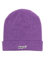 A BATHING APE® Strickmütze mit Logo-Patch - Violett