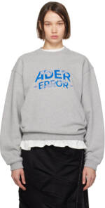 ADER error Gray Graphic Crewneck Sweatshirt