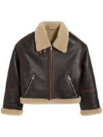 AMI Paris Lederjacke mit Shearling-Kragen - Braun