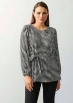 Alba Moda Tunika Bluse in Hahnentrittdessin