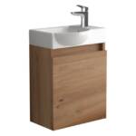 Alpenberger Waschbecken Gäste WC Waschbecken mit Unterschrank - Hängeschrank Vormontiert (Waschbecken Komplett Set, Badmöbel+Set - Bad Unterschrank), Waschtisch mit Unterschrank Braun - Gäste Waschbecken