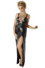 Andalea Partykleid Andaleaanges schwarzes Wetlook-Kleid M/1072 - (38/40,42/44,46/48,50/52