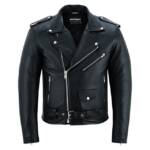 BOHMBERG Lederjacke Herren Retro Biker Highway aus echtem Vollleder Schwarz