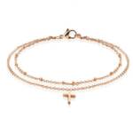 BUNGSA Armband Bettelarmband doppelt mit Kreuz Charm Rosegold aus Edelstahl Damen (1 Armband, 1-tlg), Bracelet Armschmuck