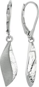 Balia Paar Ohrhänger Balia Damen Ohrringe matt und geschlagen (Ohrhänger), Damen Ohrhänger Blatt aus 925 Sterling Silber, Farbe: silber