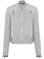 Balmain Bikerjacke im Jeans-Look - Grau