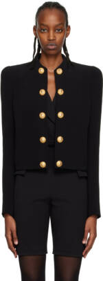 Balmain Black Open Front Blazer