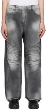 Balmain Gray Loose-Fit Biker Jeans