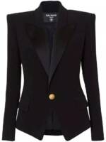 Balmain - Satin-Lapel Single-Breasted Blazer - Größe 40 - black