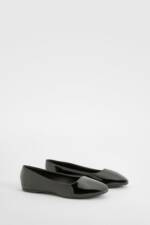 Breite Passform Lack-Ballerinas - Black - 38, Black