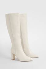 Breite Passform Spitze Overknee Stiefel Mit Absatz - Cream - 38, Cream