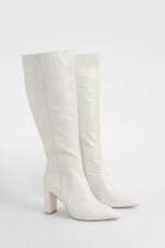 Breite Passform Spitze Overknee Stiefel Mit Absatz - Cream - 39, Cream