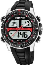 CALYPSO WATCHES Digitaluhr Calypso Herren Uhr K5773/4, (Analoguhr), Herren Armbanduhr rund, Kunststoff, PUarmband schwarz, Sport