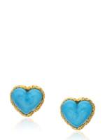 CHANEL Pre-Owned Gold Metal, Blue Gripoix Heart Earrings, 1993