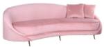 Casa Padrino Sofa Luxus Samt Sofa Rosa / Gold 240 x 100 x H. 77 cm - Gebogenes Wohnzimmer Sofa mit 2 dekorativen Kissen - Luxus Wohnzimmer Möbel