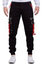 Cipo & Baxx Jogginghose Herren Hose BA-CR132 Schwarz XL mit Strasssteinen modernen Design