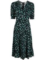 DVF Diane von Furstenberg Midikleid mit Blumen-Print - Schwarz