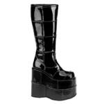 DemoniaCult STACK-301 Damenia Damen Herren Plateau kniehohe Stiefel Flicken Optik High-Heel-Stiefel