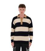 Denim Distriqt Strickpullover Herren Strick Sweatshirt mit Polokragen im Oversizes Stil Camel M