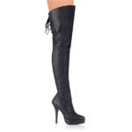 Devious INDULGE-3011 Devious High-Heels Overkneestiefel spitz geschnitten schw High-Heel-Stiefel