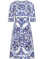 Dolce & Gabbana Midikleid mit Majolica-Print - Blau