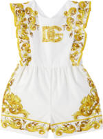 Dolce&Gabbana Baby Yellow & White Majolica Print Romper