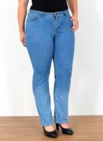 ESRA Straight-Jeans FG5 High Waist Damen Jeans Straight Leg Stretch Hose Übergröße Große Größe