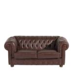 Echtleder Sofa Braun im Chesterfield Look zwei Sitzplätzen