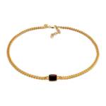 Elli Halsketten - Halskette Choker Granat Panzerkette Klassisch 925 - Gr. unisize - in Gold - für Damen