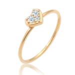 Elli Ringe - Ring Herz Trio Diamant (0.075 ct.)Romantik 585 Gel - Gr. 52 MM - in Gold - für Damen