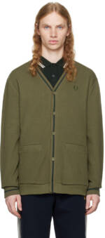 Fred Perry Green Tipped Piqué Texture Cardigan