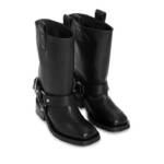 GANNI Boots & Stiefeletten - Buckle-Strap Leather Biker Boots - Gr. 40 (EU) - in Schwarz - für Damen