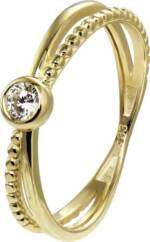 GoldDream Goldring GoldDream Gold Ring Crossed Gr.56, Damen Ring Crossed, 56 (17,8), 333 Gelbgold - 8 Karat, gold, weiß