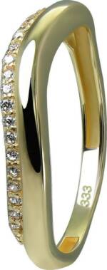 GoldDream Goldring GoldDream Gold Ring Welle Gr.54 Zirkonia, Damen Ring Welle 333 Gelbgold - 8 Karat, Farbe: gold, weiß