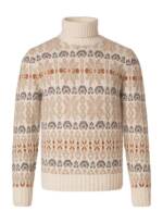 Gran Sasso Herren Rollkragenpullover beige Schurwolle Gemustert