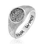 Haze & Glory Ringe - Ring Siegelring Fair Winds 925 Silber - Gr. 60 MM - in Schwarz - für Damen