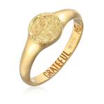 Haze & Glory Ringe - Ring Siegelring Rund - Grateful 375 Gelbgold - Gr. 52 MM - in Gold - für Damen