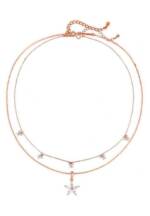 Hey Happiness Charm-Ketten-Set Blume und Schmetterlinge Kristalle, 2er Haslketten Set, Damen Ketten Silber 925 mit Zirkon, Roségold 18K vergoldet