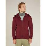 Icebreaker Men Merino 560 RealFleece Elemental LS Zip Hoodie Herren (Dunkelrot M) Hoodies