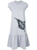 Ioana Ciolacu T-Shirtkleid mit Vogelmotiv - Grau