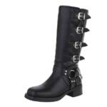 Ital-Design Damen Bikerschuhe Biker Westernstiefelette (87417623) Blockabsatz Stiefeletten in Schwarz