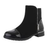 Ital-Design Damen Elegant Stiefelette (87417696) Blockabsatz Flache Stiefeletten in Schwarz