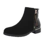 Ital-Design Damen Elegant Stiefelette (87417734) Blockabsatz Flache Stiefeletten in Schwarz