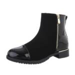 Ital-Design Damen Elegant Stiefelette (87417746) Blockabsatz Flache Stiefeletten in Schwarz