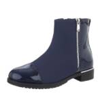 Ital-Design Damen Elegant Stiefelette (87478453) Blockabsatz Flache Stiefeletten in Dunkelblau