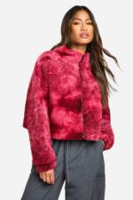 Kastige Batik Bomberjacke Mit Teddy-Print - Red - 34, Red