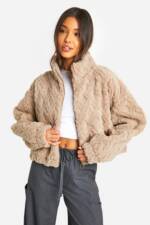 Kastige Teddy-Bomberjacke - Beige - 34, Beige